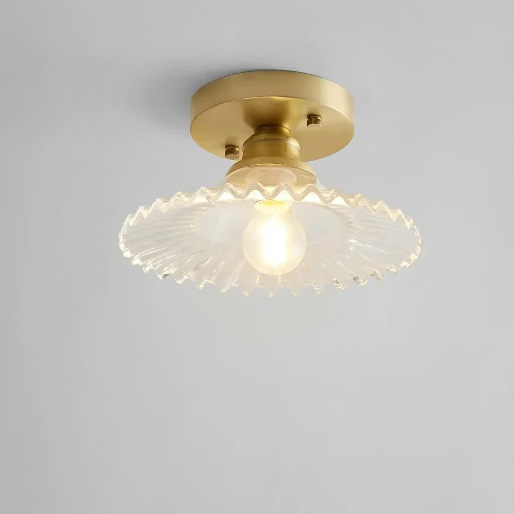 Deckenleuchte Mit Geripptem Glasschirm