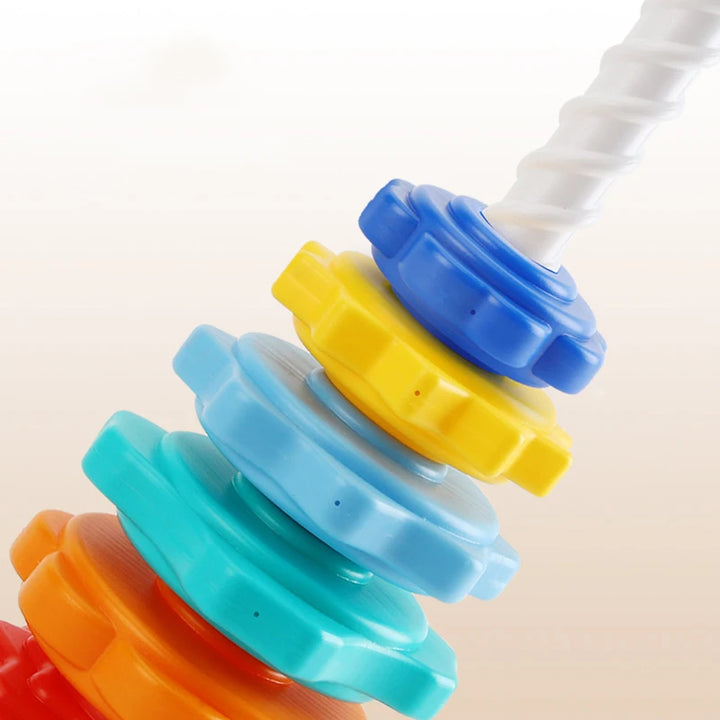 Montessori Drehender Regenbogen-Turm – Kreatives Stapelspielzeug für Kinder