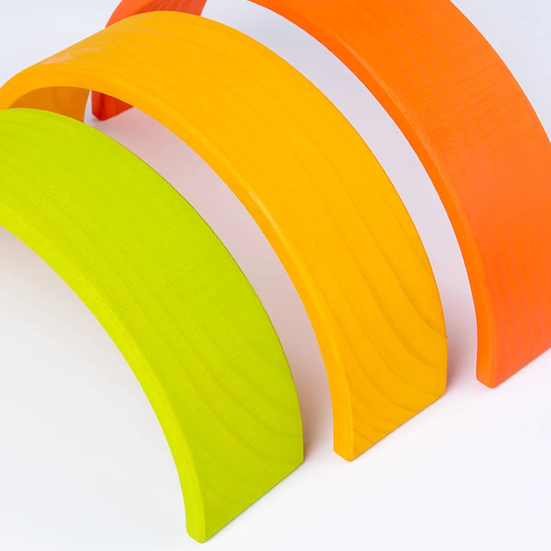 Montessori Holz Regenbogen-Stapelspielzeug für Kleinkinder