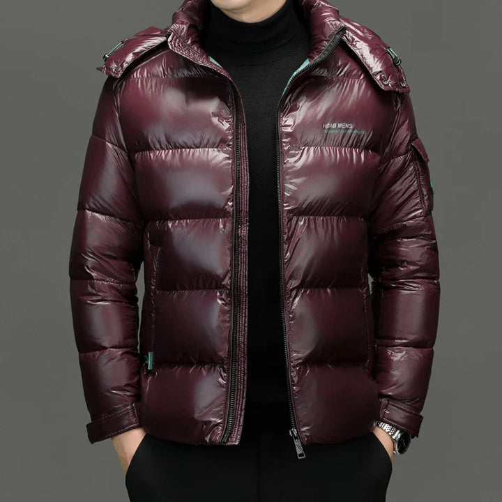 Herren Daunenjacke Kurz Mit Glänzendem Design