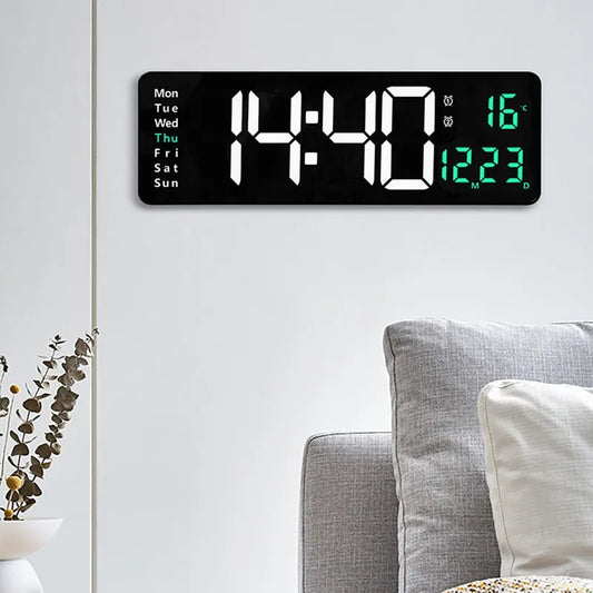 Moderne LED-Wanduhr mit Timer, Datum & Fernbedienung