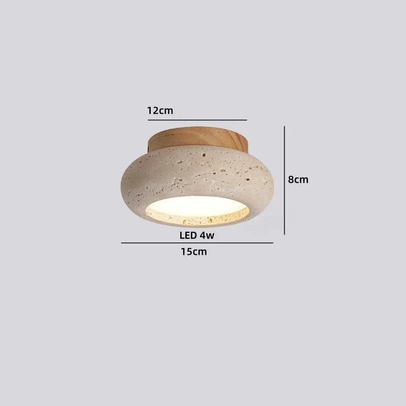 LED Deckenleuchte Aus Travertin Und Holz