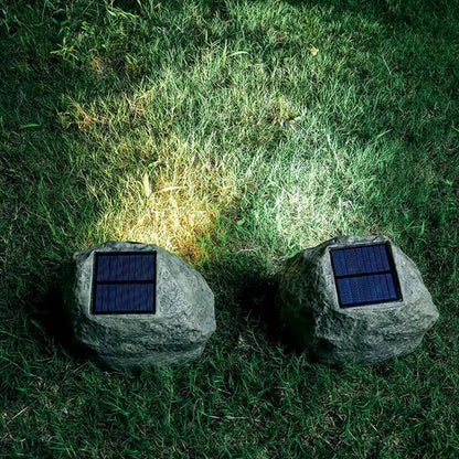 Solarbetriebene LED-Wegeleuchte im Naturstein-Design