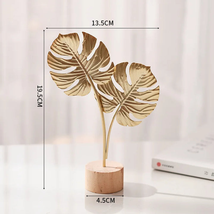 Goldene Ginkgo Dekofigur Aus Metall