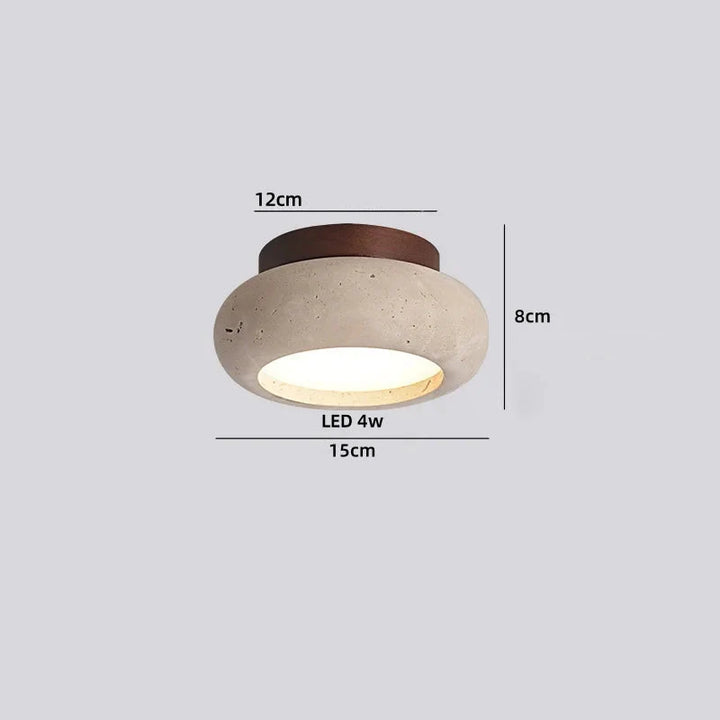 LED Deckenleuchte Aus Travertin Und Holz