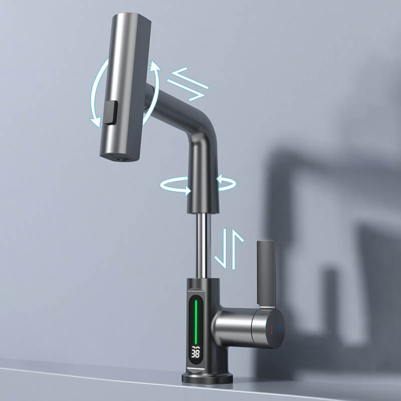 Flexibler Küchen-Wasserhahn mit Display – 360° drehbar & 5 Strahlarten