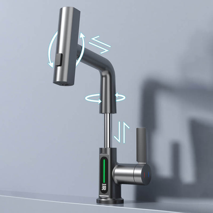 Flexibler Küchen-Wasserhahn mit Display – 360° drehbar & 5 Strahlarten