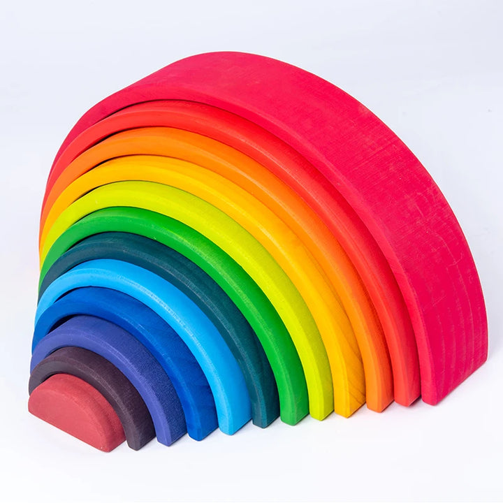 Montessori Holz Regenbogen-Stapelspielzeug für Kleinkinder