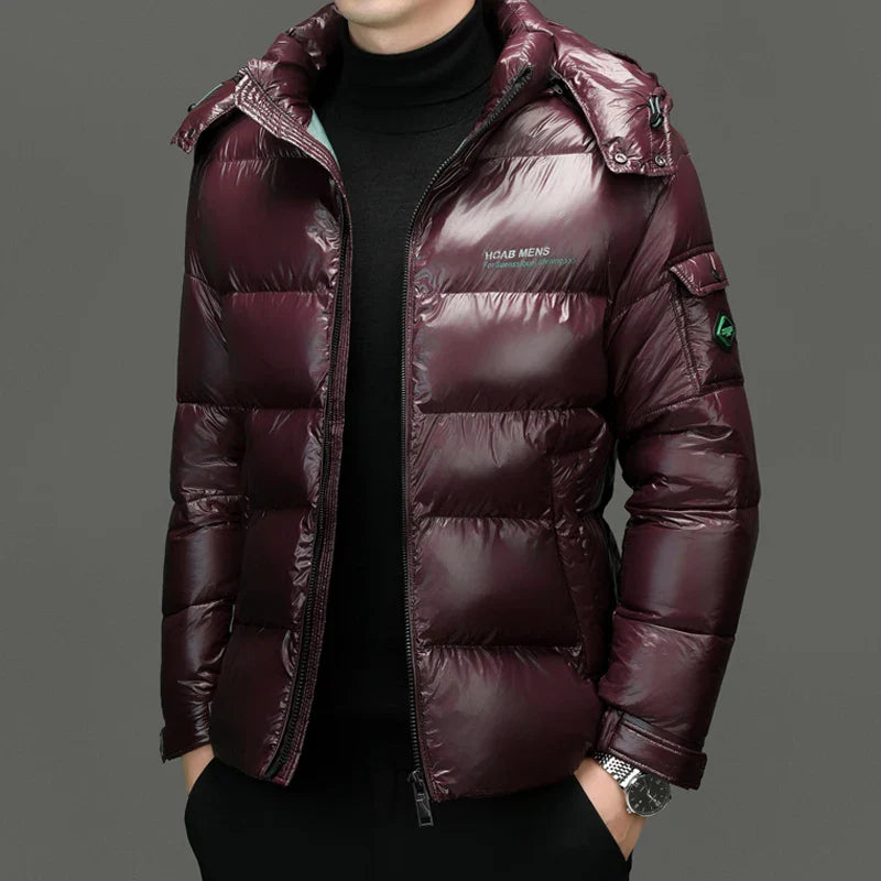 Herren Daunenjacke Kurz Mit Glänzendem Design