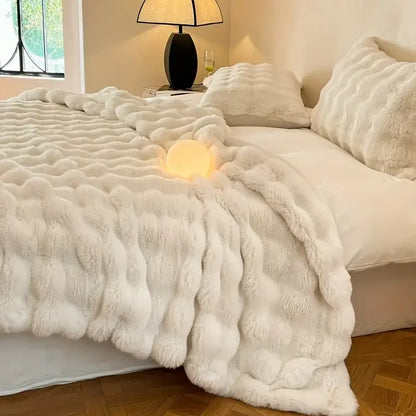 Luxuriöse Doppelseitige Kunstfell-Decke – Weiche und Flauschige Wohndecke für Gemütliche Momente
