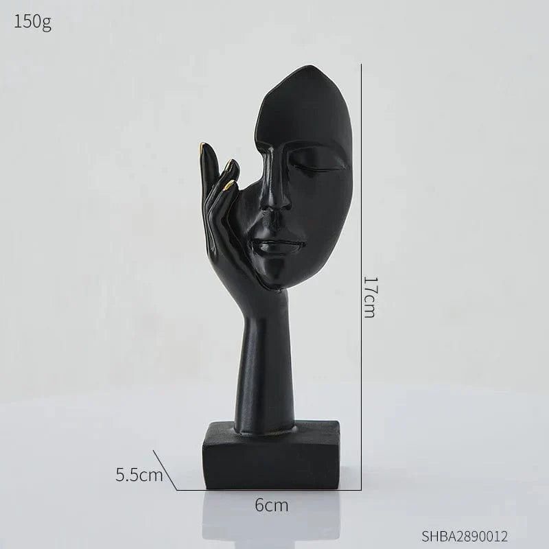 Moderne Gesichts-Skulptur aus Resin als stilvolles Kunstobjekt für Zuhause