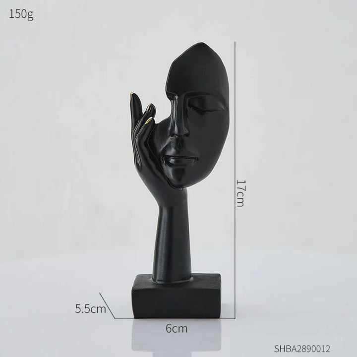 Moderne Gesichts-Skulptur aus Resin als stilvolles Kunstobjekt für Zuhause