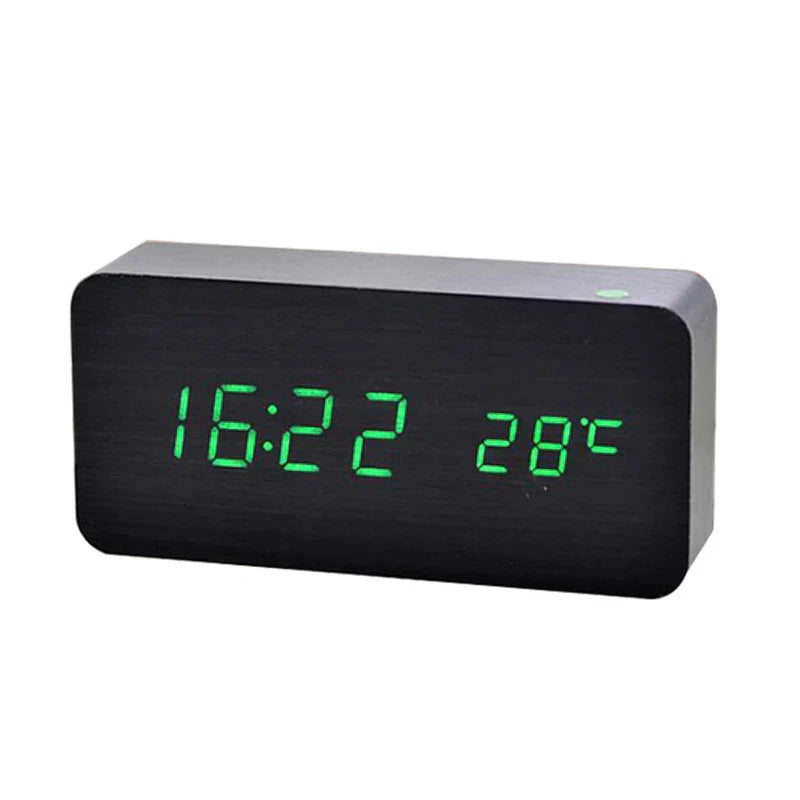 Digitaler Holz-Wecker mit LED-Anzeige
