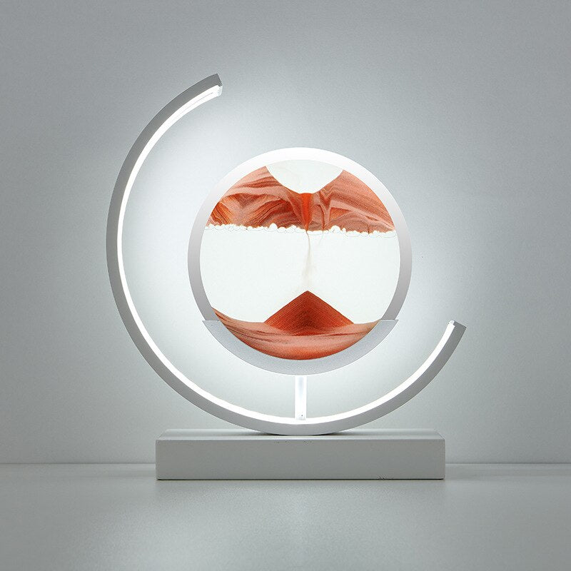 LED Treibsand Tischlampe mit 3D-Sandbild – Rotierende Deko Lampe zur Entspannung