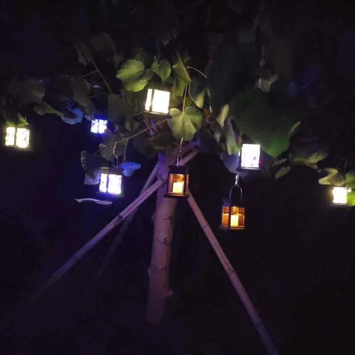 Solarbetriebene Retro-Gartenlaterne mit LED-Kerzenlicht für stimmungsvolle Nächte