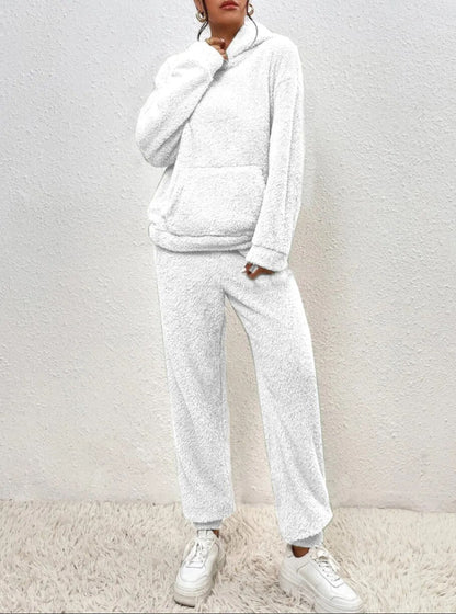 Damen Teddy Hausanzug Mit Kapuze
