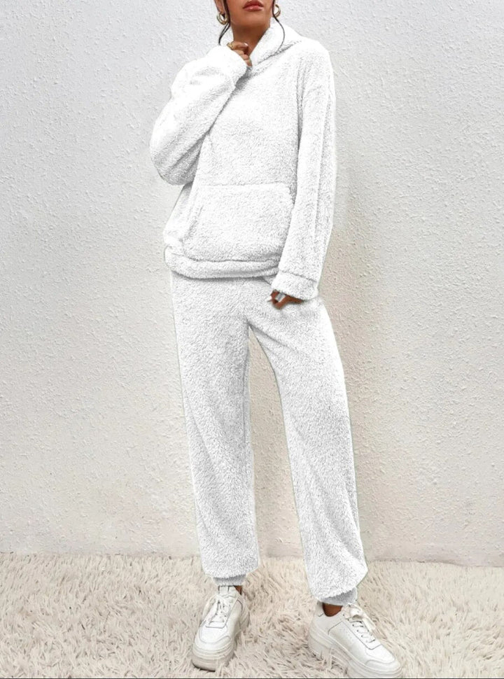 Damen Teddy Hausanzug Mit Kapuze