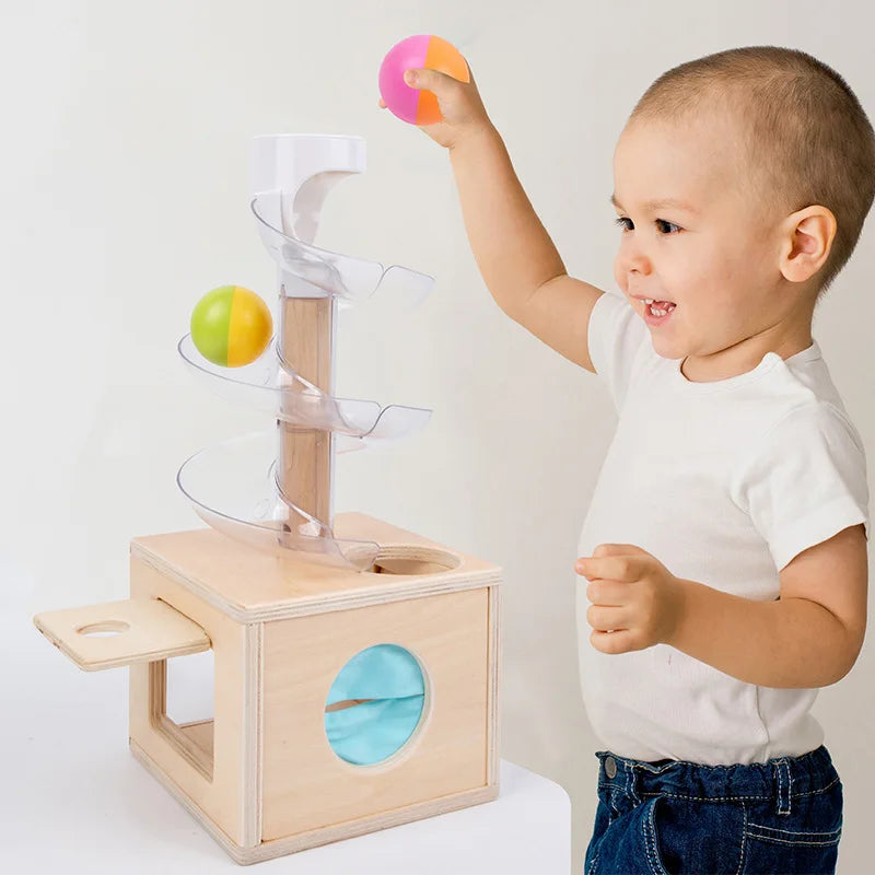 Montessori-Kugelbahn & Holz-Puzzlespiel für Kleinkinder