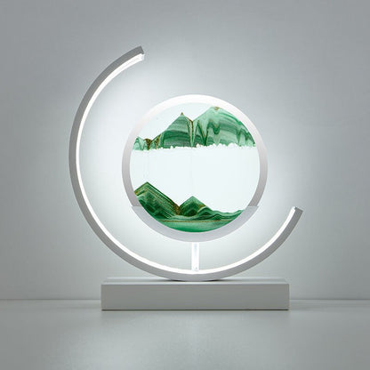 LED Treibsand Tischlampe mit 3D-Sandbild – Rotierende Deko Lampe zur Entspannung