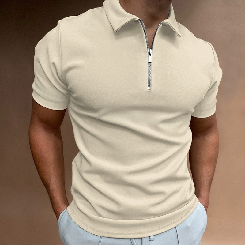 Herren Polo Shirt Mit Zipper Und Klassischem Kragen