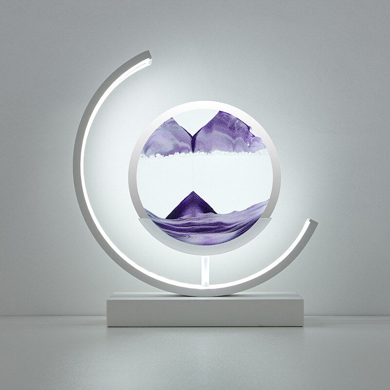 LED Treibsand Tischlampe mit 3D-Sandbild – Rotierende Deko Lampe zur Entspannung