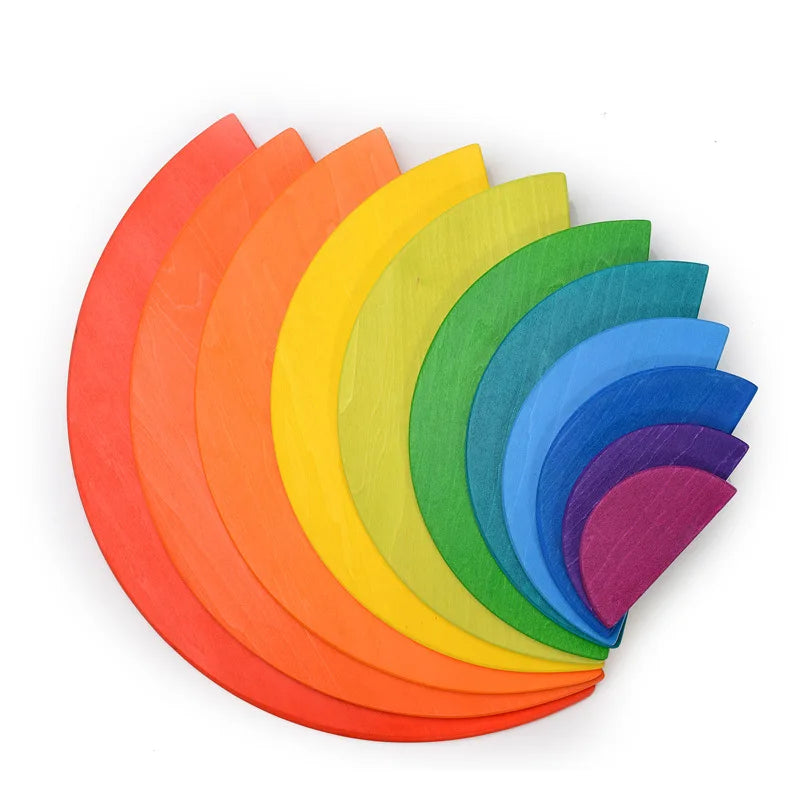 Montessori Holz Regenbogen-Stapelspielzeug für Kleinkinder