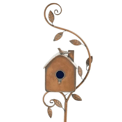Elegant Metal Birdhouse with Pole for Garden Decoration – Durable and Weather-Resistant Bird House for Outdoor Spaces-2