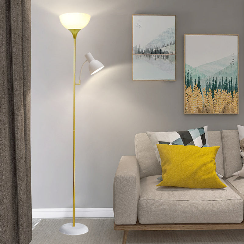 Moderne Stehlampe mit 2 Lichtquellen – Eisen, schwarz oder gold