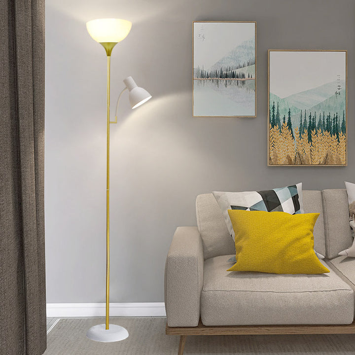 Moderne Stehlampe mit 2 Lichtquellen – Eisen, schwarz oder gold