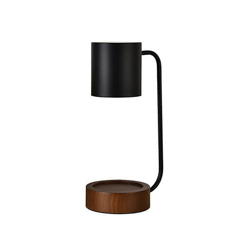 Japanische Tischlampe aus Holz und Metall im minimalistischen Design
