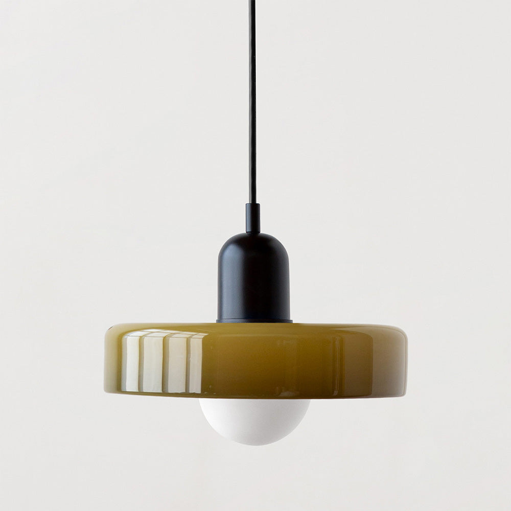 LED Pendelleuchte mit farbigen Glasschirmen für Wohnzimmer und Esszimmer