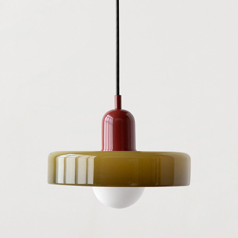 LED Pendelleuchte mit farbigen Glasschirmen für Wohnzimmer und Esszimmer