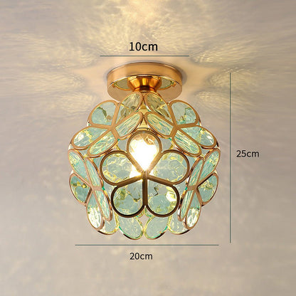 Florale Glas-Deckenleuchte mit Lichtreflexion