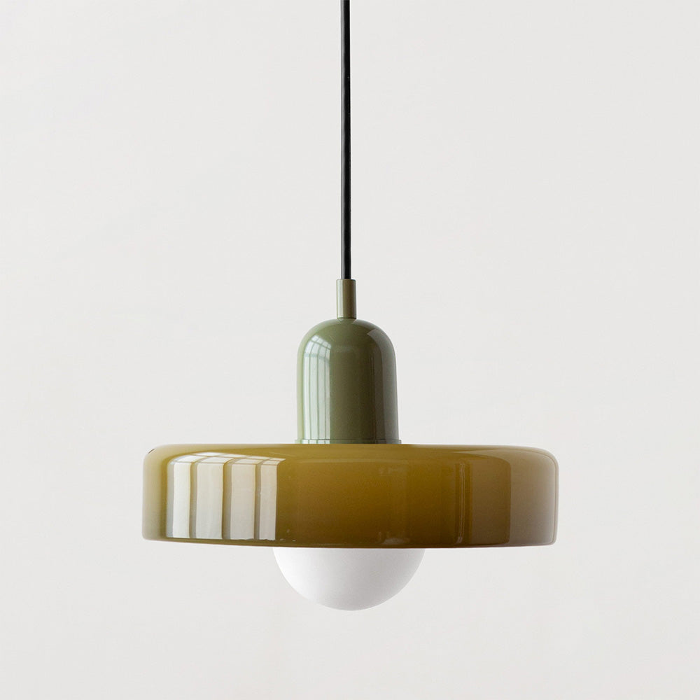LED Pendelleuchte mit farbigen Glasschirmen für Wohnzimmer und Esszimmer