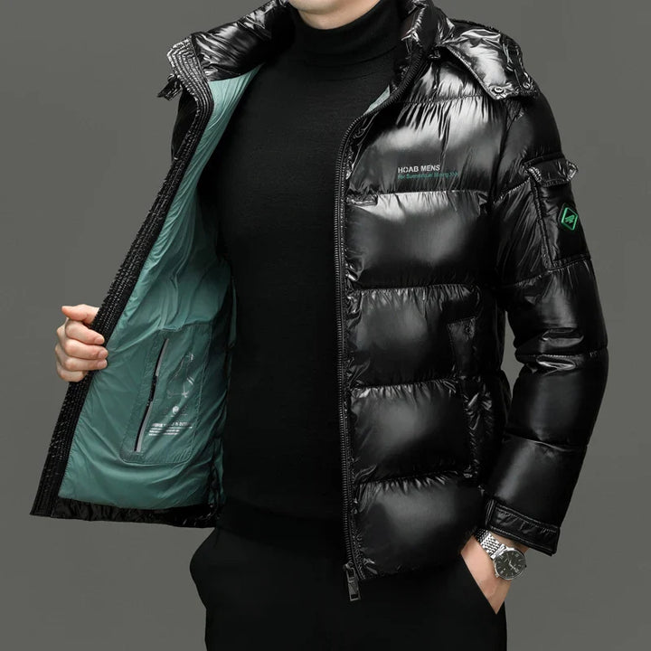 Herren Daunenjacke Kurz Mit Glänzendem Design