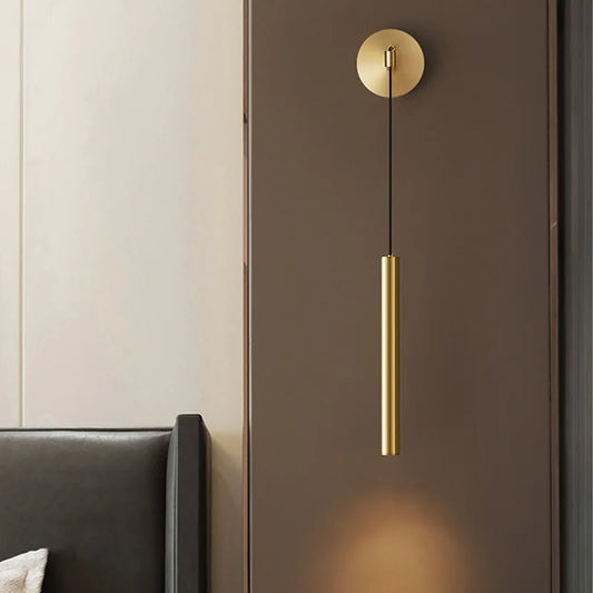 Höhenverstellbare Wandleuchte aus Kupfer mit warmem LED-Licht für Schlafzimmer und Flur