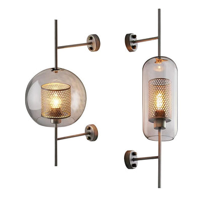 Wandlampe mit Waben-Glaskugel – Modernes Design mit Messingrahmen