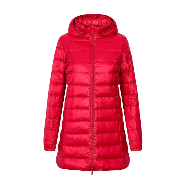Damen Winter Daunenjacke Lang Mit Kapuze