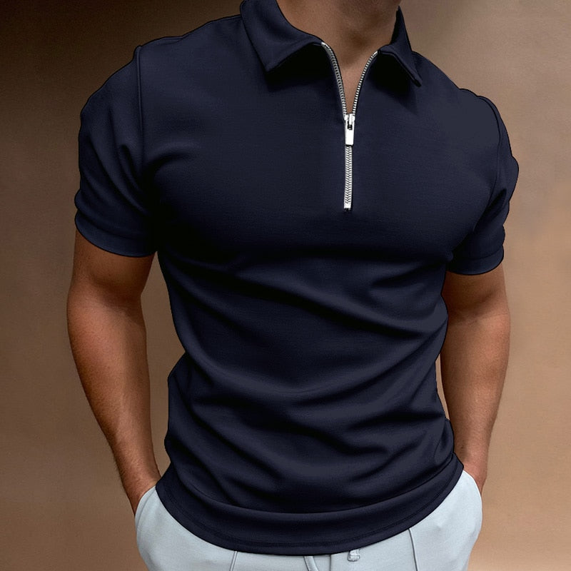 Herren Polo Shirt Mit Zipper Und Klassischem Kragen
