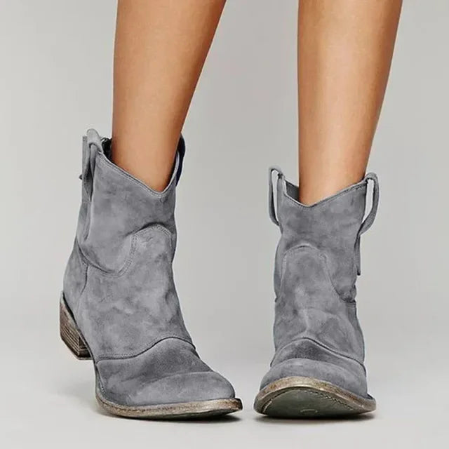 Damen Cowboy Ankle Boots Im Vintage Design