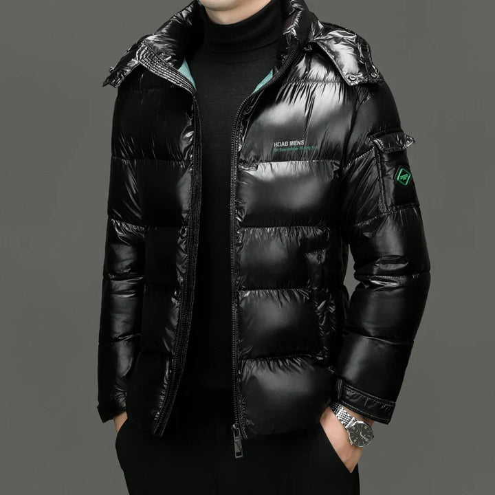 Herren Daunenjacke Kurz Mit Glänzendem Design