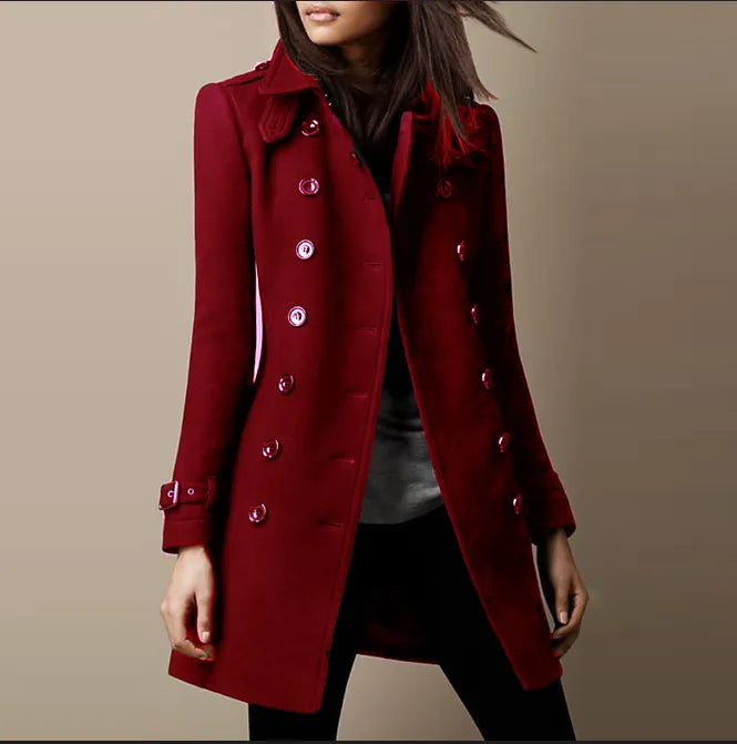 Damen Langer Wintermantel Mit Stilvollem Design