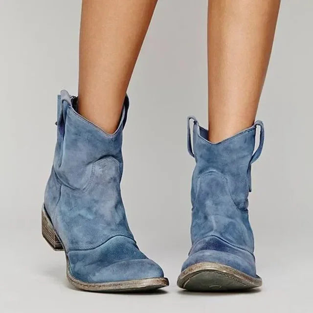 Damen Cowboy Ankle Boots Im Vintage Design