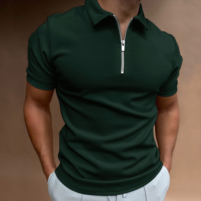 Herren Polo Shirt Mit Zipper Und Klassischem Kragen