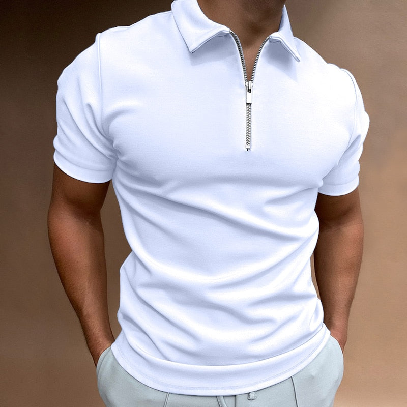 Herren Polo Shirt Mit Zipper Und Klassischem Kragen