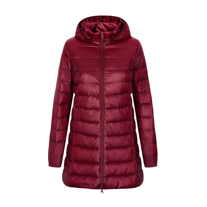 Damen Winter Daunenjacke Lang Mit Kapuze