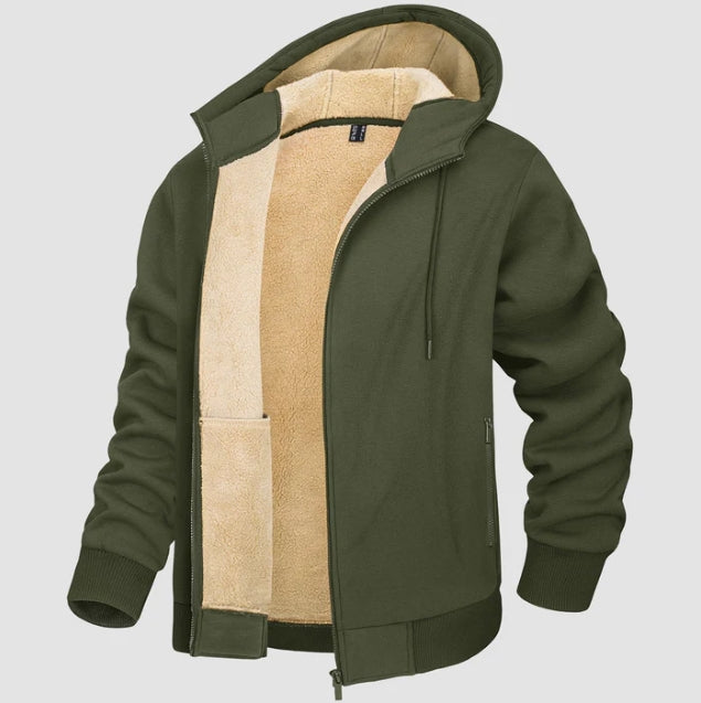 Herren Hoodie Jacke Mit Sherpa Futter Und Reißverschluss