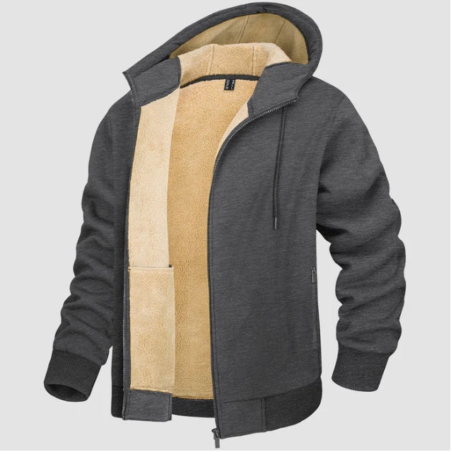 Herren Hoodie Jacke Mit Sherpa Futter Und Reißverschluss