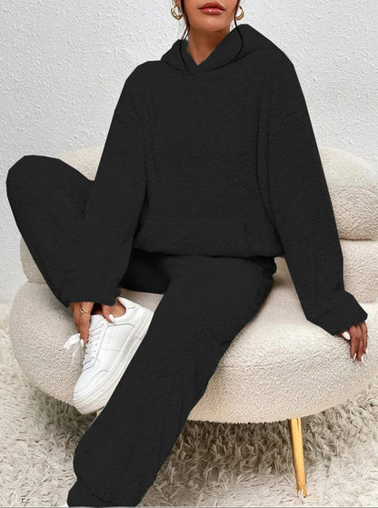 Damen Teddy Hausanzug Mit Kapuze