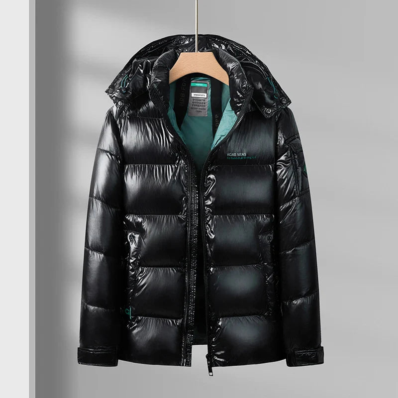 Herren Daunenjacke Kurz Mit Glänzendem Design